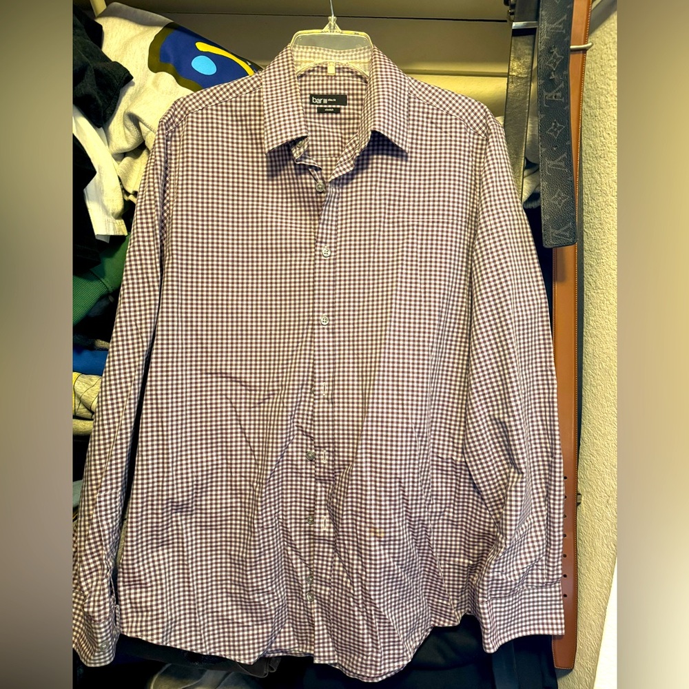 Bar lll sz L slim fit purple dress shirt